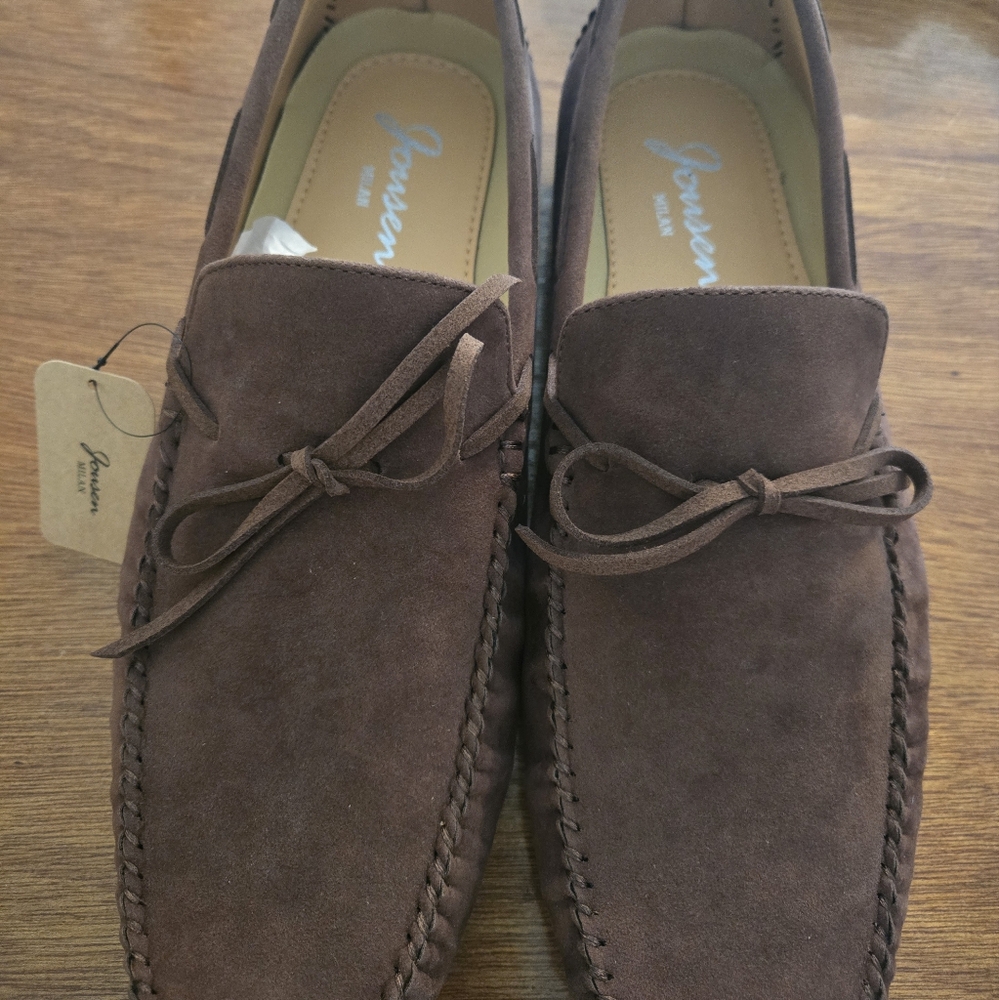 Dark Brown Slip-On Loafers with Suede Finish Mens 11.5
